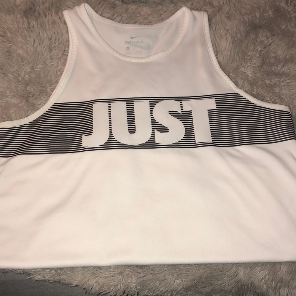 White Nike Dry-Fit Logo Tank Top